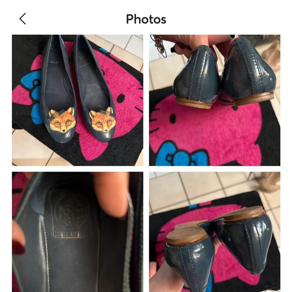 Tory Burch Navy Blue Flats with Fox Detail